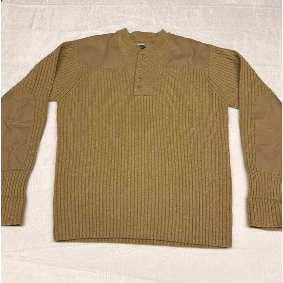 Vtg LL Bean Sweater Mens XL Brown Merino Lambs Wool Commando Knit Elbow Pads - Picture 1 of 8